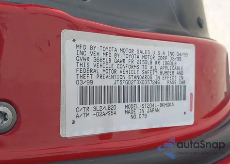 1999 Toyota Celica Gt z USA, uszkodzony, nr VIN JT5FG02T3X0057246